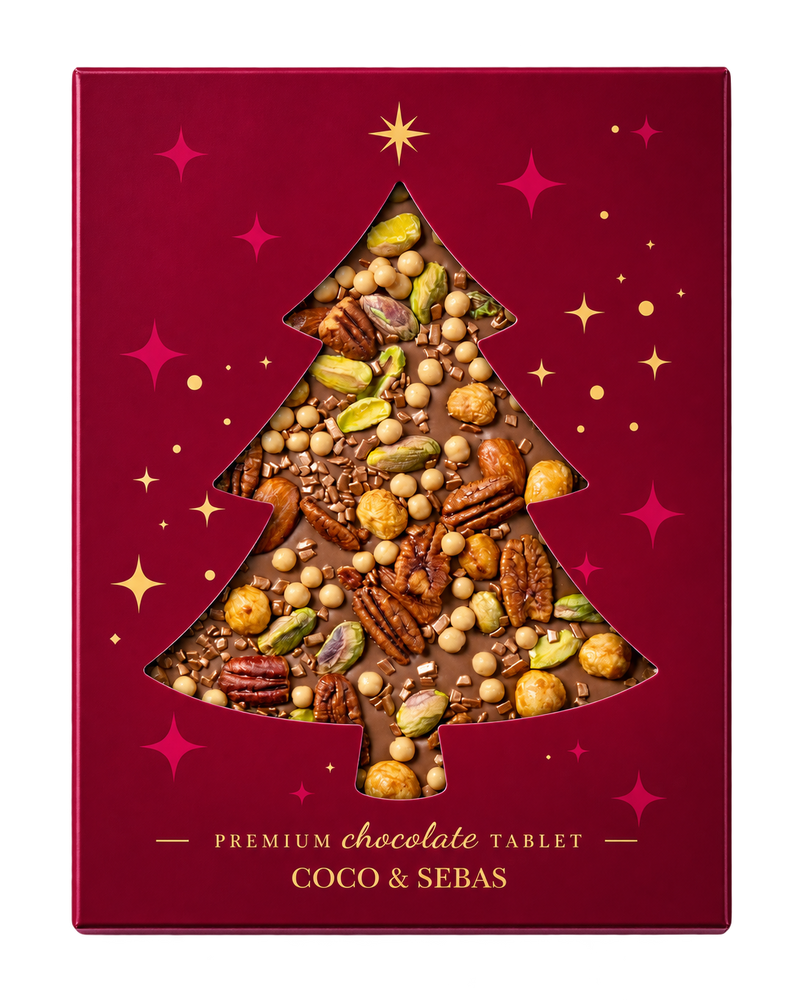 Plak Melkchocolade met notenmelange en feestdagen sleeve