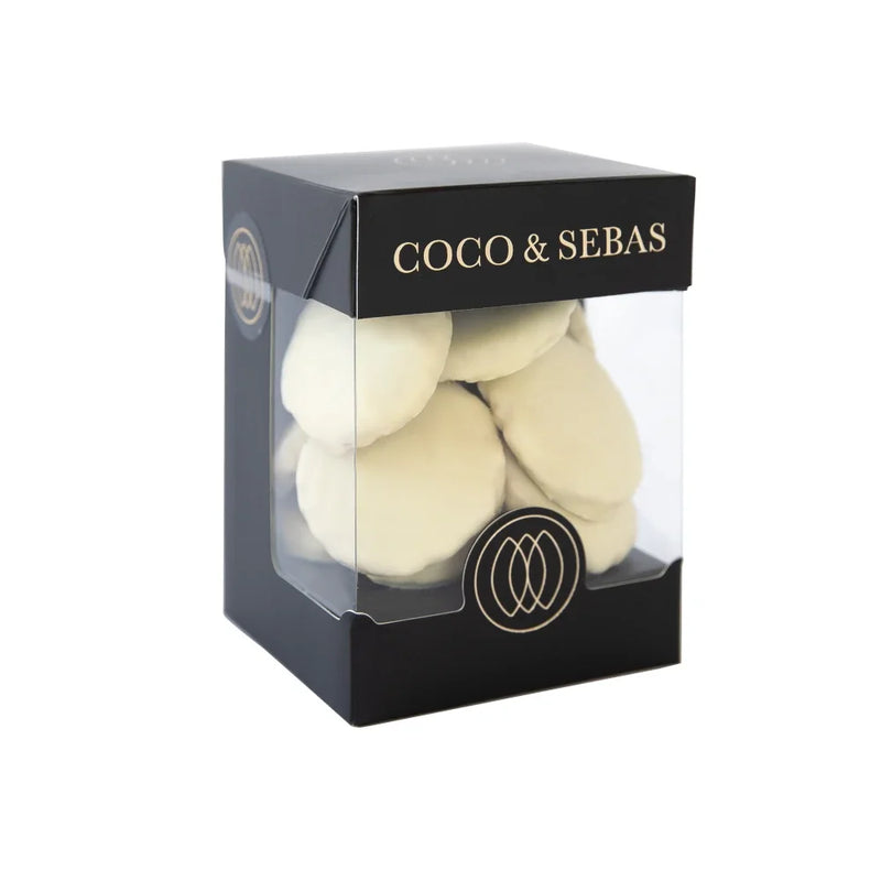 Waffles witte chocolade - stroopwafeltjes Coco & Sebas chocolade cadeau